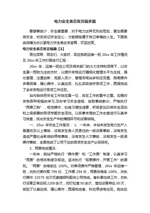 电力安全表态发言稿多篇