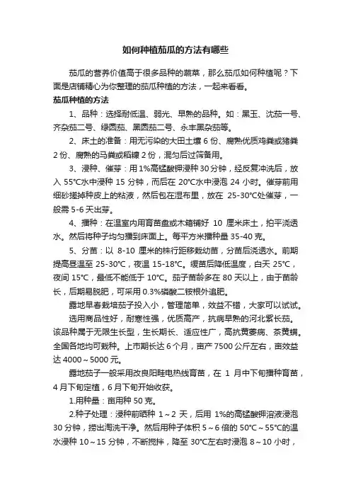 如何种植茄瓜的方法有哪些
