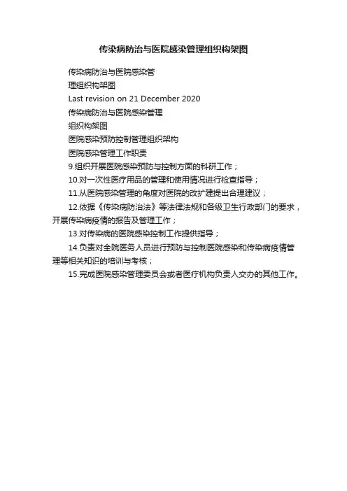 传染病防治与医院感染管理组织构架图