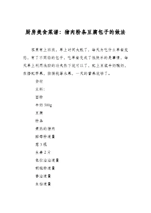 厨房美食菜谱：猪肉粉条豆腐包子的做法