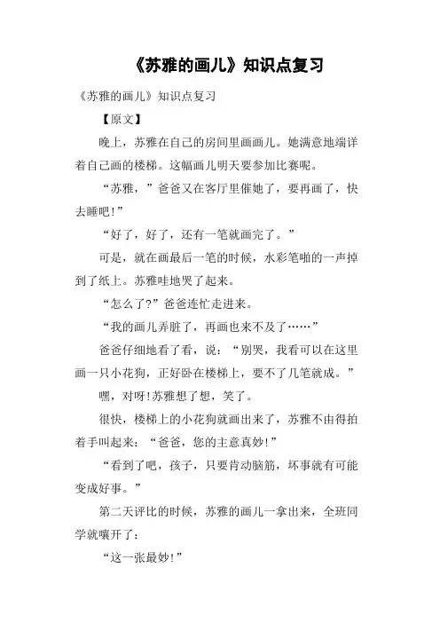 《苏雅的画儿》知识点复习