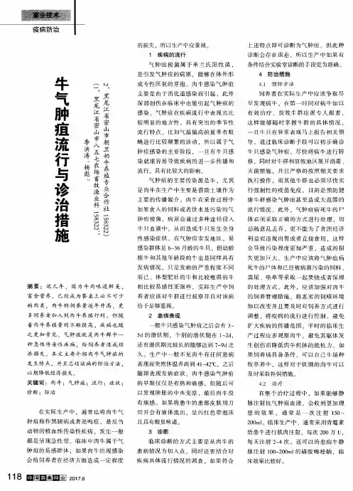 牛气肿疽流行与诊治措施