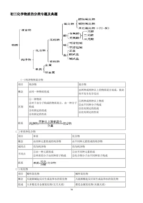 完整word版,初三化学总复习专题物质的分类