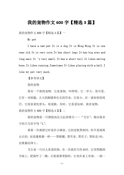 我的宠物作文600字【3篇】