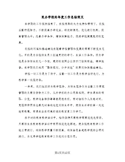 民办学校的年度工作总结例文（二篇）
