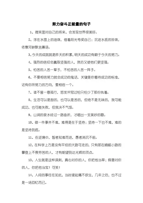 努力奋斗正能量的句子