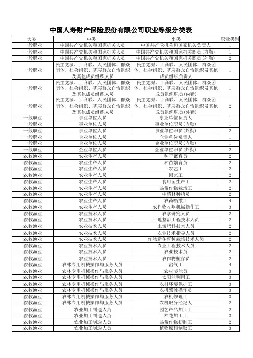 中国人寿财产保险股份有限公司职业等级分类表.pdf