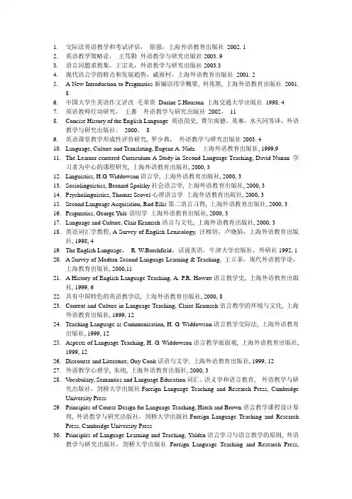 英语专业研究参考文献