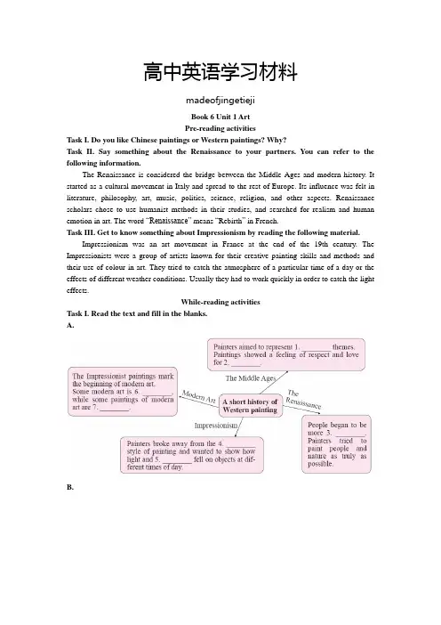 人教版高中英语选修六Book6Unit1ReadingTasks