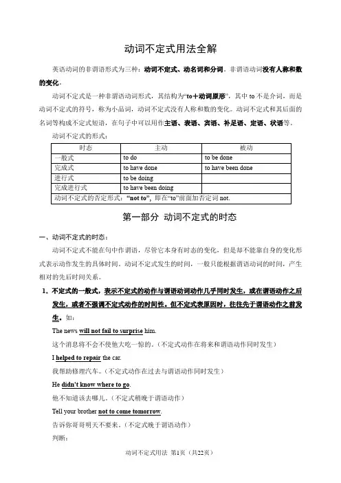 动词不定式用法全解(含测试题及答案)