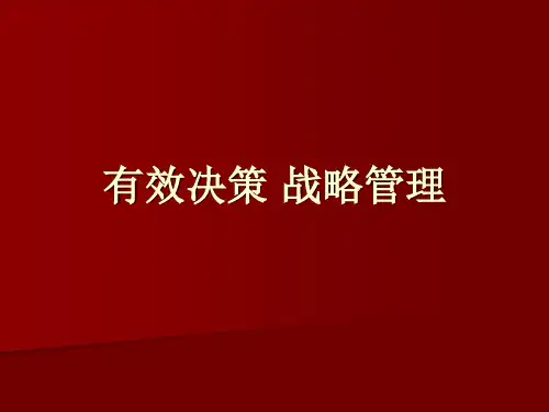 有效决策 战略管理