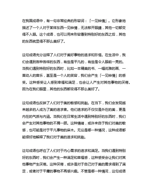 形容见过好的东西其他都不入眼了的成语