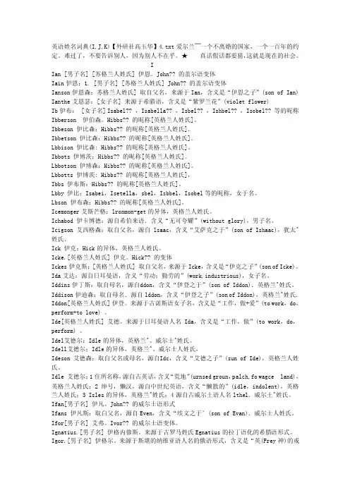 英语姓名词典（I,J,K）【外研社高玉华】4