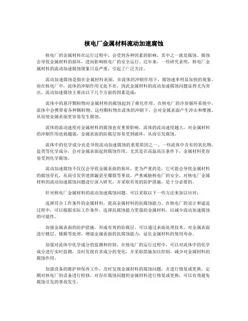 核电厂金属材料流动加速腐蚀