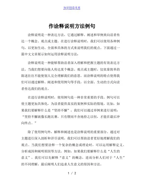 作诠释说明方法例句