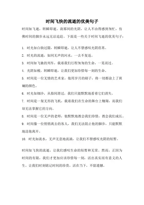 时间飞快的流逝的优美句子