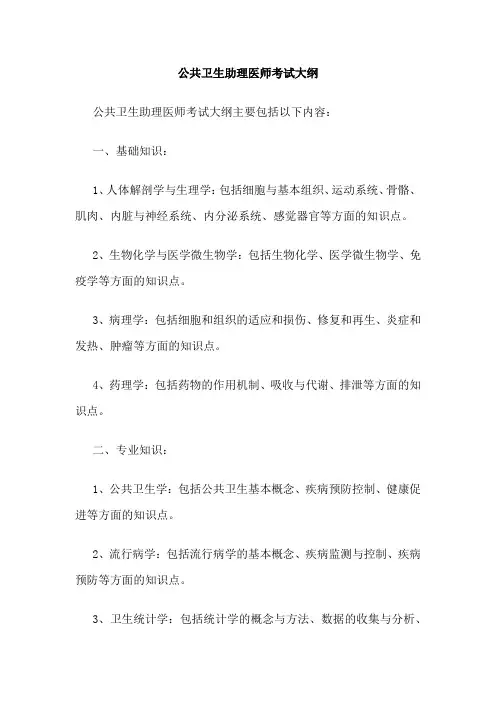 公共卫生助理医师考试大纲