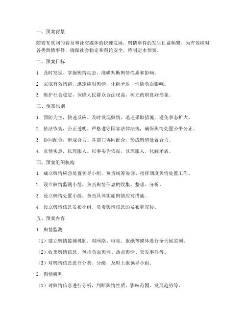 舆情应急处置预案