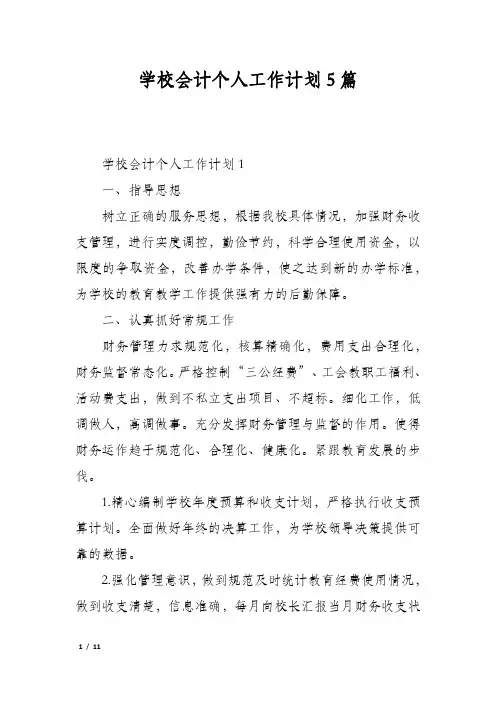 学校会计个人工作计划5篇