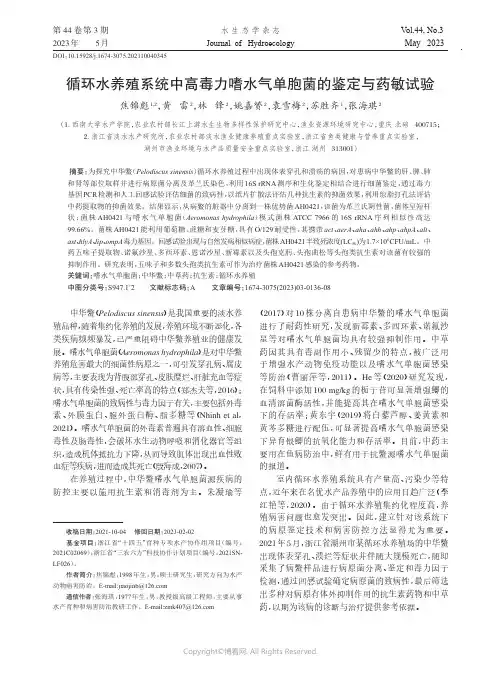 循环水养殖系统中高毒力嗜水气单胞菌的鉴定与药敏试验