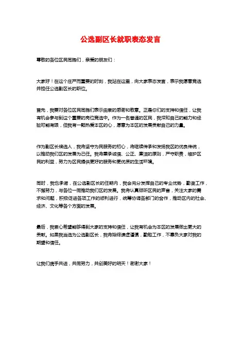 公选副区长就职表态发言 (2)