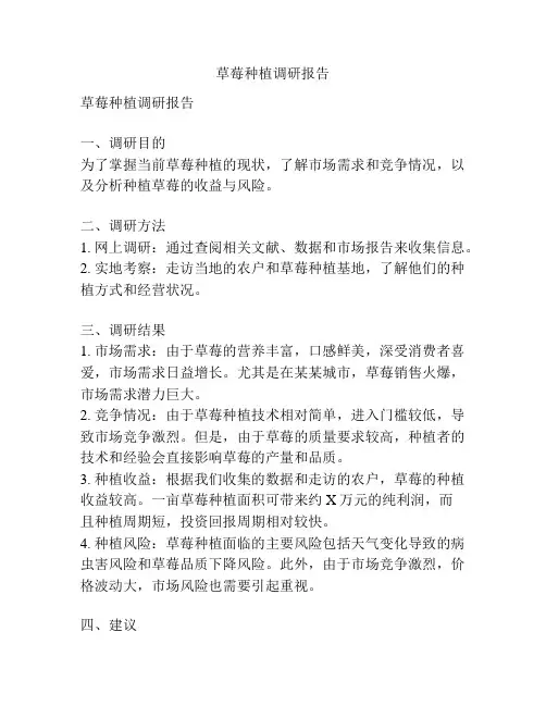 草莓种植调研报告