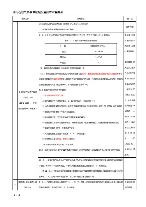 液化石油气瓶装供应站设置技术审查要点
