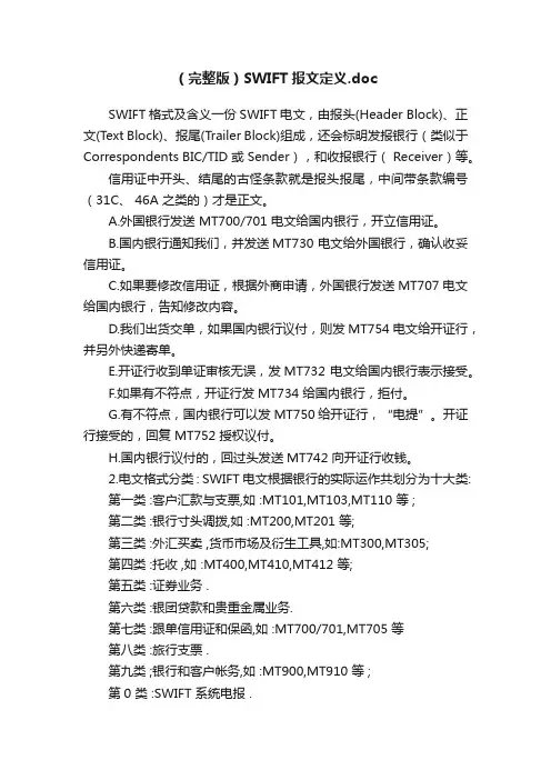 （完整版）SWIFT报文定义.doc
