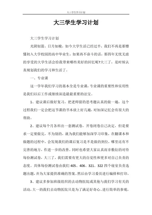 学习计划 大三学生学习计划