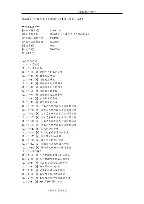 聚酯装置生产操作工(直接酯化法)试题库(中级工培训)