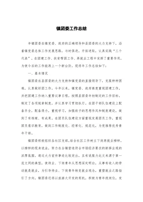 镇团委工作总结