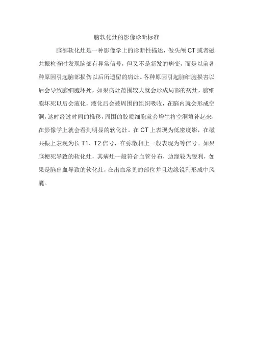 脑软化灶的影像诊断标准