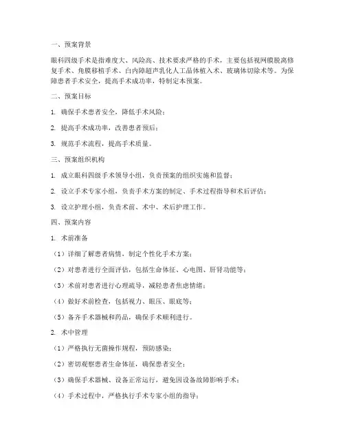 眼科四级手术预案模板