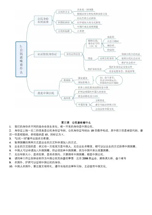 道德与法治 六年级上册三、四课 复习知识点