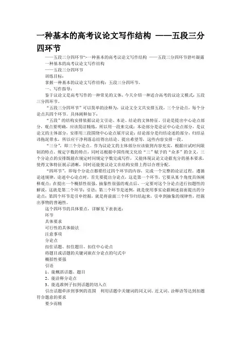 一种基本的高考议论文写作结构 ——五段三分四环节