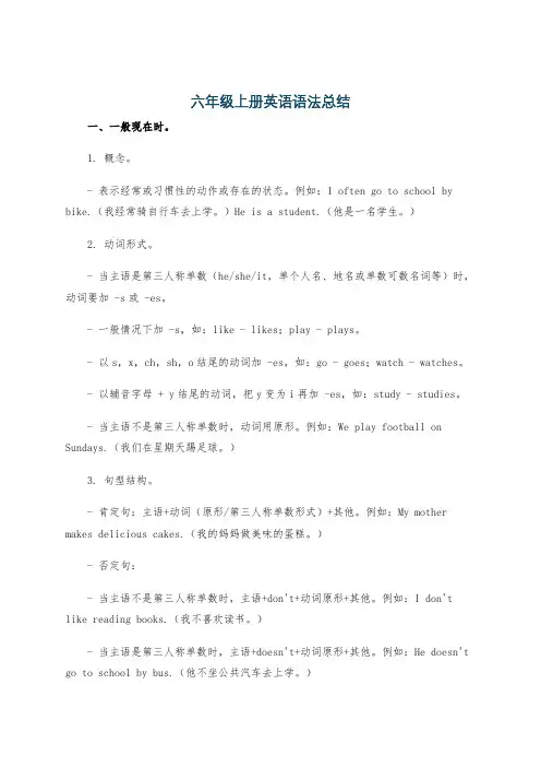 六年级上册英语语法总结