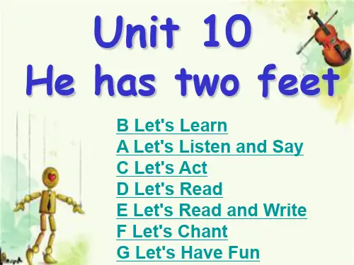 湘少版四年级下册英语Unit 10 He has two feet
