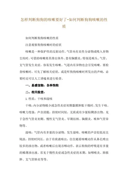 怎样判断狗狗的咳嗽要好了-如何判断狗狗咳嗽的性质