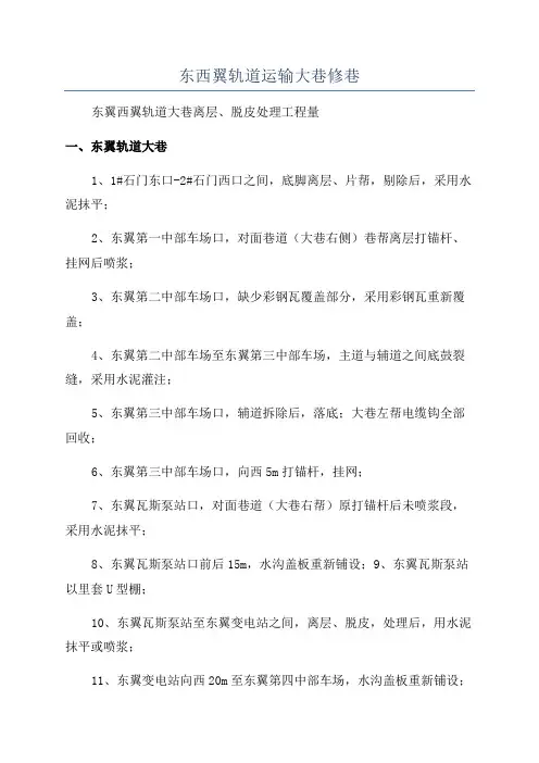 东西翼轨道运输大巷修巷