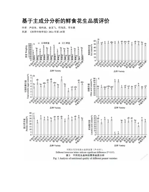 基于主成分分析的鲜食花生品质评价