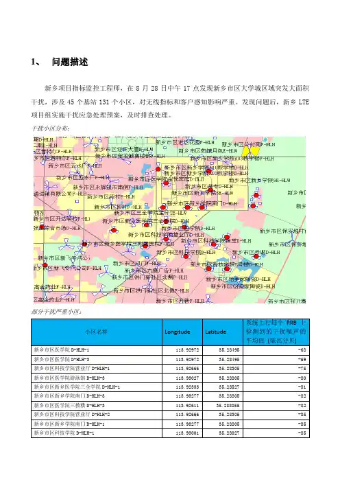 案例-XX市区LTE网络突发大面积干扰排查