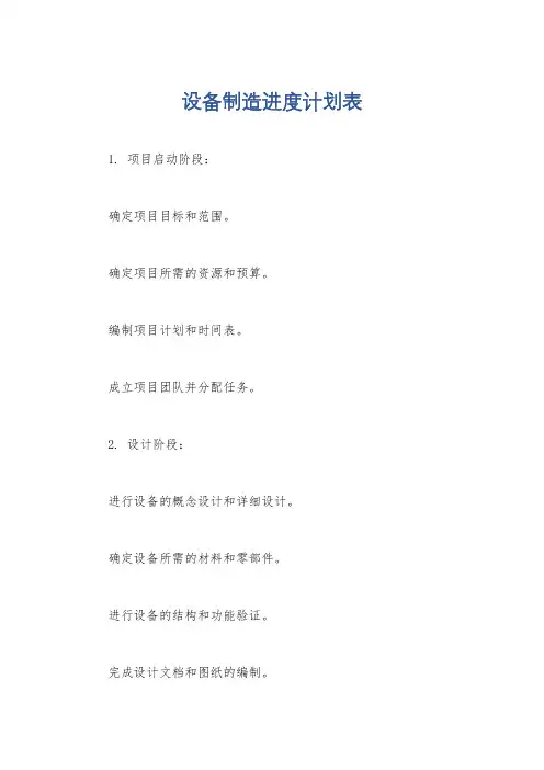 设备制造进度计划表