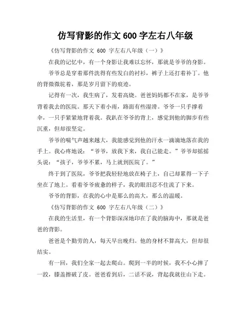 仿写背影的作文600字左右八年级