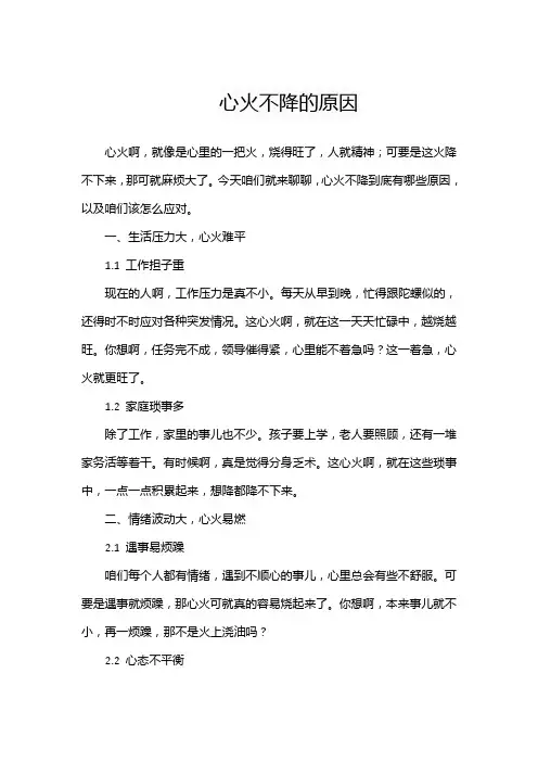 心火不降的原因