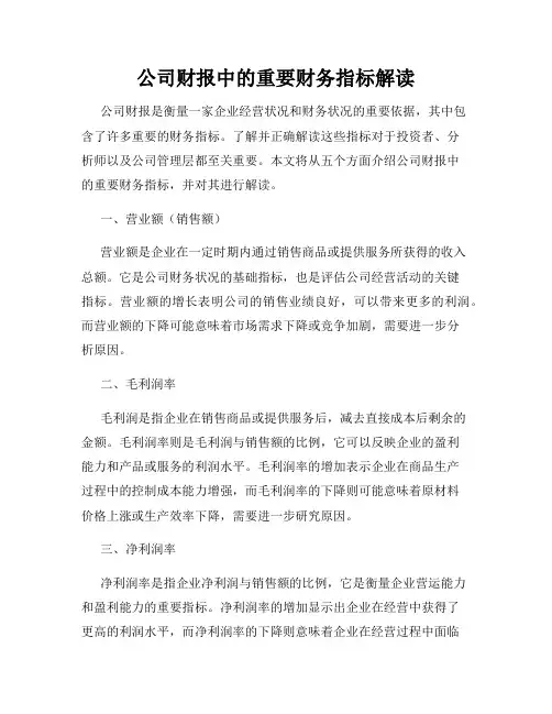 公司财报中的重要财务指标解读