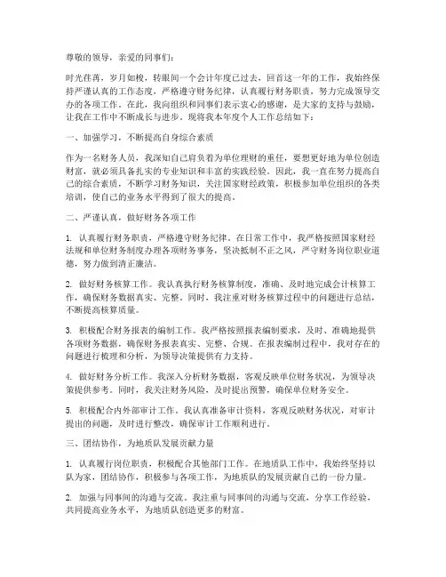 地质队财务个人工作总结