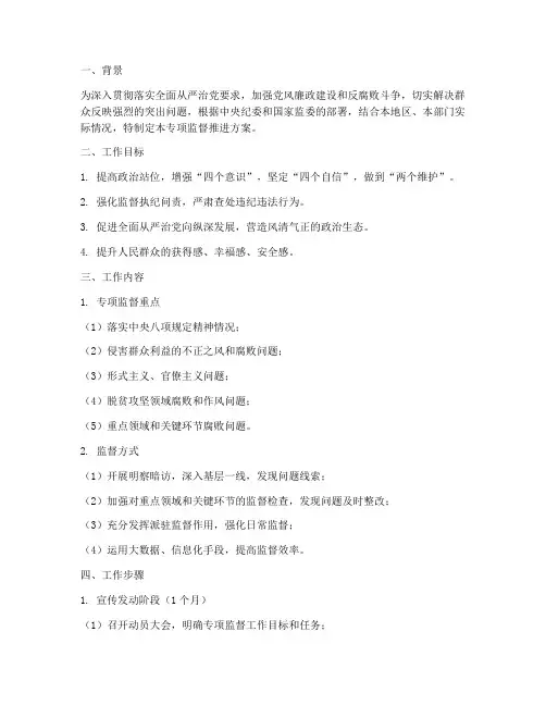开展专项监督推进方案
