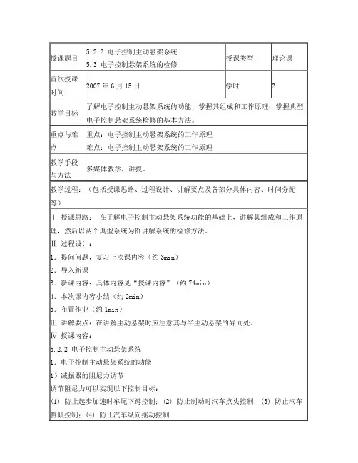 电子控制悬架系统的检修