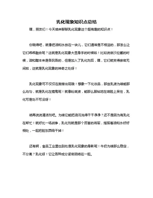 乳化现象知识点总结