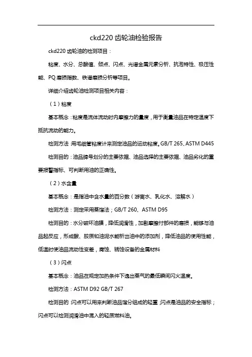 ckd220齿轮油检验报告